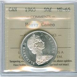 1965 50¢ ICCS MS65 Hvy Cameo. Brilliant full white example.