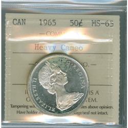 1965 50¢ ICCS MS65 Hvy Cameo. Brilliant full white example.