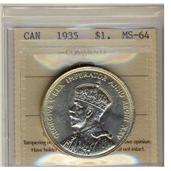 1935 $1 ICCS MS65.  PQ example with spectacular eye appeal.