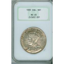 1935 $1 NGC MS65.  A gem example with lustre and white in co