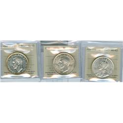1936, 1938 & 1946 ICCS $1.  Lot of three coins including 193