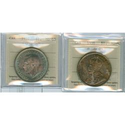 1936 & 1937 $1 ICCS MS63.  Lot of two attractively toned exa