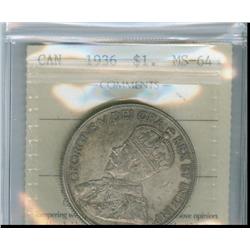 1936 $1 ICCS MS64.  Well struck with darkish grey toning.