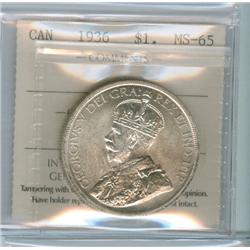 1936 $1 ICCS MS65.  Gem brilliant white example.