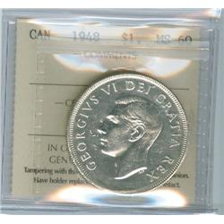 1948 $1 ICCS MS60.  Key silver dollar. 