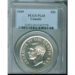 1949 $1 PCGS PL65. Blast white example.