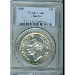 1950 $1 PCGS PL66. Brilliant with reflective surfaces.