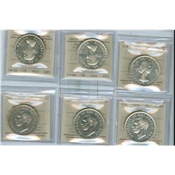 1950 - 1956 $1.  Lot of 6 ICCS graded dollars.  Includes 195