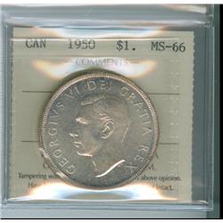 1950 $1 ICCS MS66.  A gem example with light russet toning.