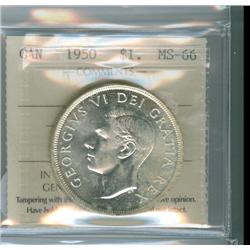 1950 $1 ICCS MS66.  Blast white in colour.