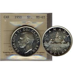 1950 S.W.L.  $1 ICCS MS65 Brilliant.  Very rare in this desi