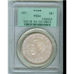 1951 $1 PCGS MS64.  Nice eye appeal with russet toning, in o