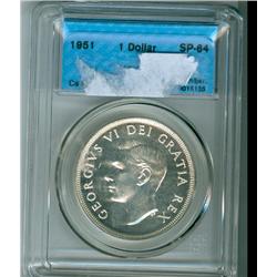 1951 $1 CCCS SP64. Unnoted Short Water Lines. Beautiful coin