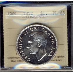 1952 $1 NWL ICCS PL65. White and lustrous.