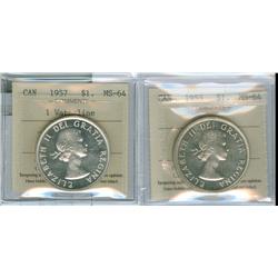1953 $1 SF & 1957 1WL .  Lot of two ICCS MS64 silver dollars