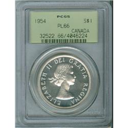 1954 $1 PCGS PL66. Brilliant