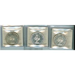 1955, 1956 & 1957 $1 ICCS PL65.  Lot of three coins.