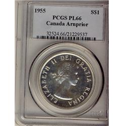1955 $1 Arnprior PCGS PL66.  Immaculate full white issue.