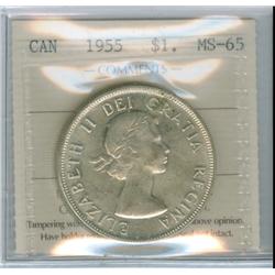 1955 $1 ICCS MS65.  Another lustrous white example with lots