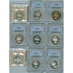 1956, 1958 (2), 1959, 1960 (2)& 1961 (2) $1 PCGS PL65 and 19