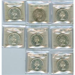 1956 $1 ICCS MS60.  Lot of 8 coins.