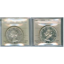 1956 $1 ICCS MS63.  Lot of two coins.