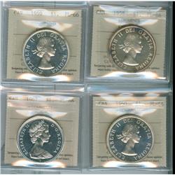 1958, 1959, 1960 & 1967 $1.  Lot of four coins all ICCS PL66