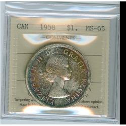1958 $1 ICCS MS65.  Absolute gem with wonderful rainbow toni