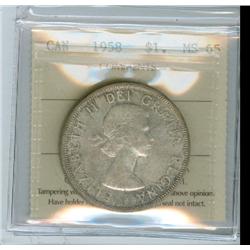 1958 $1 ICCS MS65.  Gem Elizabeth issue with attractive russ