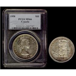 1958 $1 PCGS MS66.  A premium quality example.  An extraordi
