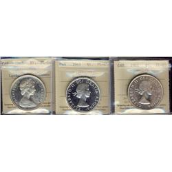 1961 PL65, 1963 PL65 Heavy cameo, 1965 Lg.Bds.Blt.5 PL64 Cam