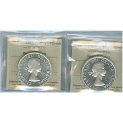 1962 & 1963 $1. Lot of two coins both ICCS MS64 Heavy Cameo.
