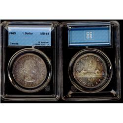 1963 $1 CCCS MS65.  Another nice Elizabeth II example in Sup