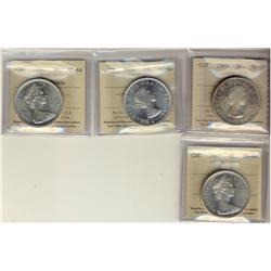 1963, 1964, 1966 & 1967 $1 ICCS MS64. Lot of four coins.