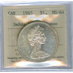 1965 T2 $1 SmBds Blt 5  ICCS MS64 CAMEO Brilliant.  Flashy!