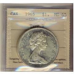 1965 $1 Type 5 ICCS MS65.  Full white example.
