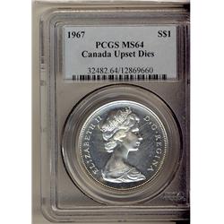 1967 $1 Upset Dies (Diving Goose) PCGS MS64.  Blast White.