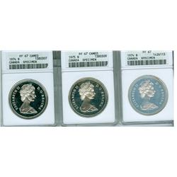 1974 & 1975 $1. Lot of 3 Specimen coins all ANACS certified 