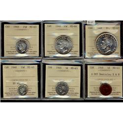 1948 Year Set all ICCS graded.  Includes 1948 $1 MS63, 50¢ MS64, 25¢ MS63, 10¢ MS60, 5¢ MS63 and 1¢ 