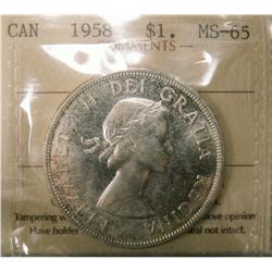 1958 $1 ICCS MS65.  Lots of lustre and white in colour.