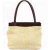 Image 1 : Chanel Vintage Brown Leather 2000s Raffia CC Tote Bag