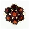 Image 4 : Vintage Retro 14k Gold 7.6 ctw Garnet Solitaire Halo Cluster Flower Cocktail Rin