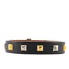 Image 2 : Hermes Black Leather Mini Dog Clous Square Bracelet