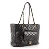Image 1 : Chanel Black Quilted Glazed Calfkin Front Pocket Large Shopping Tote Bag