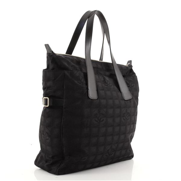 Chanel Black Nylon Travel Line Large Tote Bag