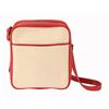 Image 1 : Hermes Rouge Garance Red Leather andamp; Beige Toile Canvas Victoria Messenger B