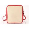Image 2 : Hermes Rouge Garance Red Leather andamp; Beige Toile Canvas Victoria Messenger B