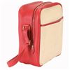 Image 3 : Hermes Rouge Garance Red Leather andamp; Beige Toile Canvas Victoria Messenger B