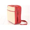Image 4 : Hermes Rouge Garance Red Leather andamp; Beige Toile Canvas Victoria Messenger B