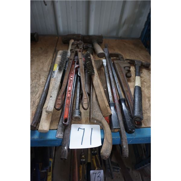 Pipe Wrench, Sledge Hammer, Ball Peen Hammer, etc